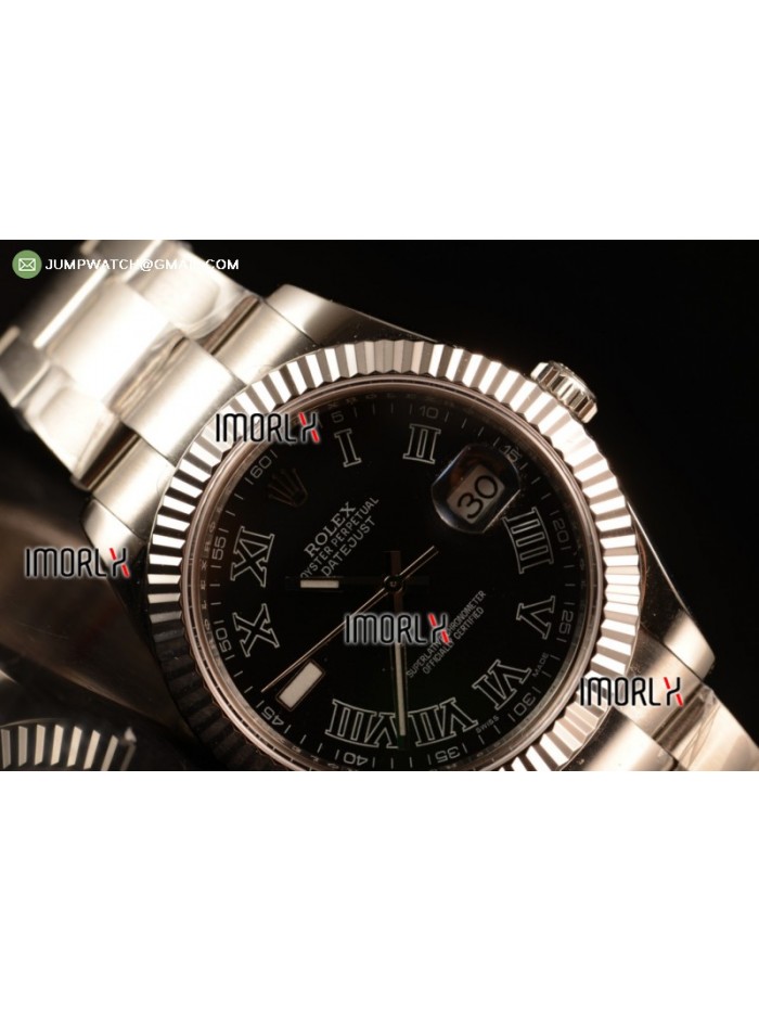 DateJust Oyster Perpetual 41 BP Diamonds Markers Black Dial on Bracelet Swiss ETA 2836