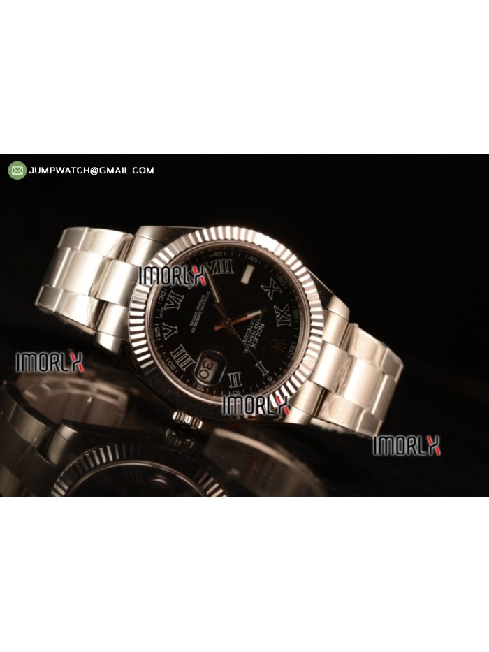 DateJust Oyster Perpetual 41 BP Diamonds Markers Black Dial on Bracelet Swiss ETA 2836