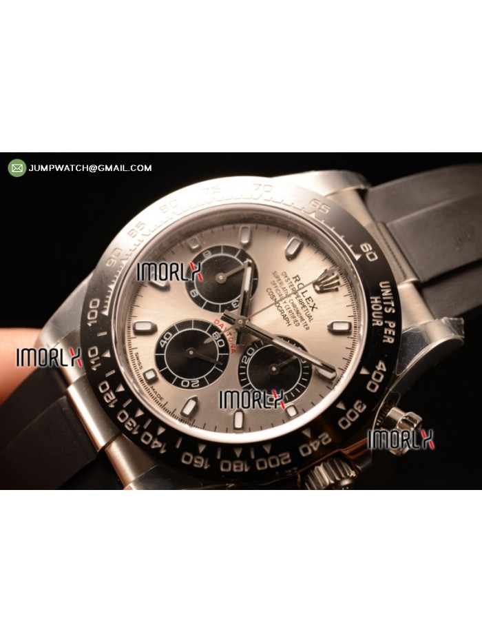 Daytona 40 NOOB Best Replica Grey Dial Diamonds Markers on SS Bracelet Clone 4130