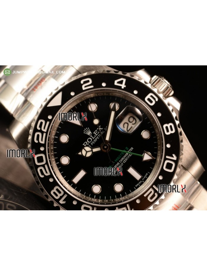 GMT-Master II 40 1:1 NOOB Best Replica Dots Markers Black Dial on Bracelet Clone 3186