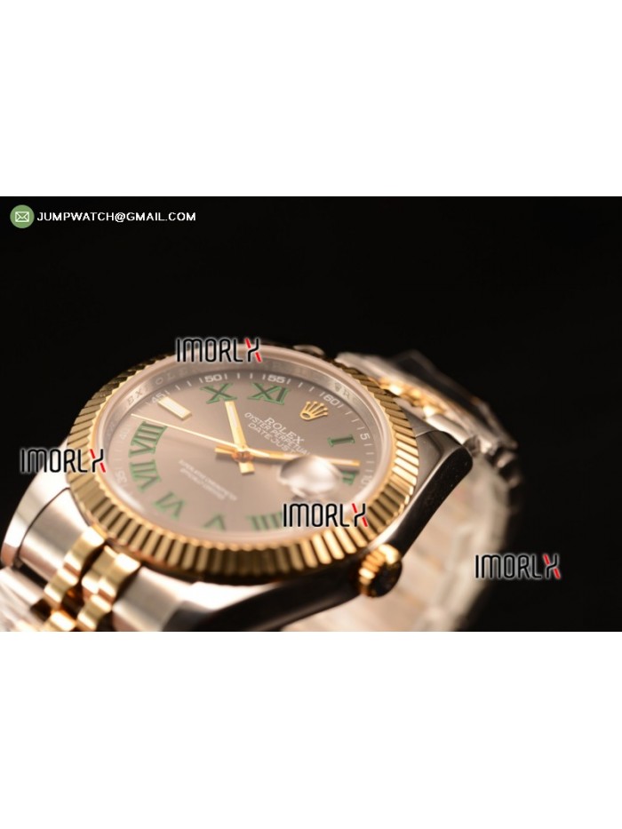 DateJust 41 126303 Best Edition YG Wrapped Grey Dial Green Roman Markers on SS/RG Jubilee Bracelet A2836