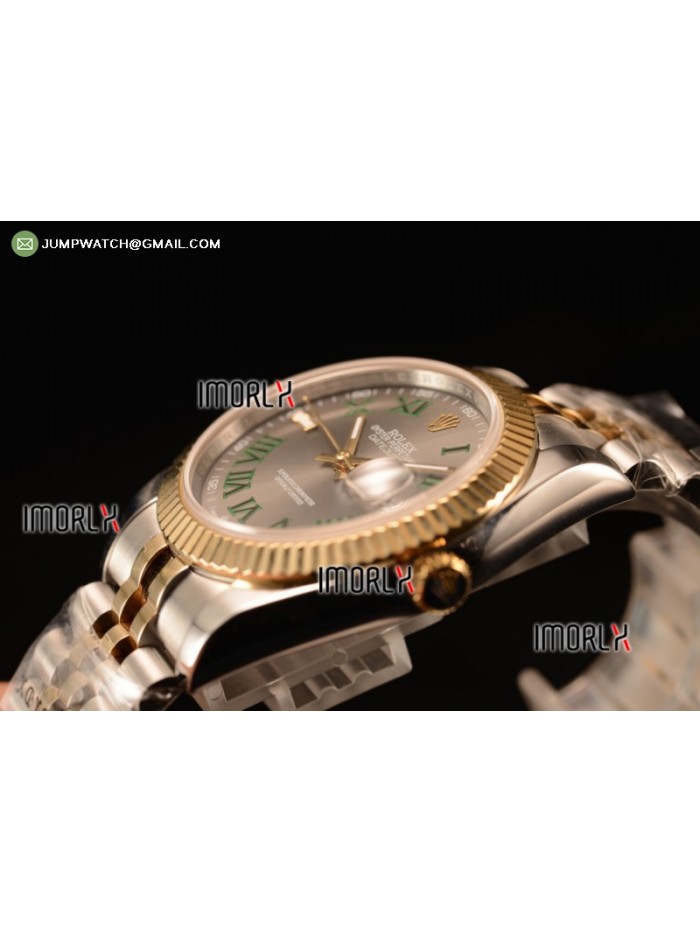 DateJust 41 126303 Best Edition YG Wrapped Grey Dial Green Roman Markers on SS/RG Jubilee Bracelet A2836