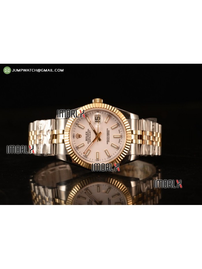 DateJust 41 126303 Best Edition YG Wrapped White Dial Stick Markers on SS/RG Jubilee Bracelet A2836