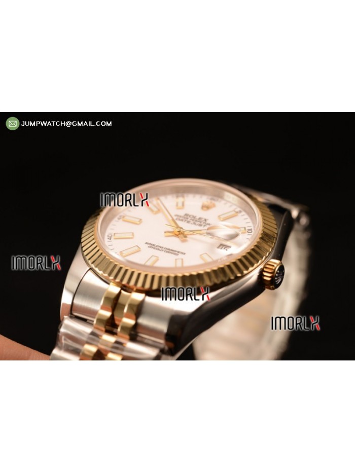 DateJust 41 126303 Best Edition YG Wrapped White Dial Stick Markers on SS/RG Jubilee Bracelet A2836