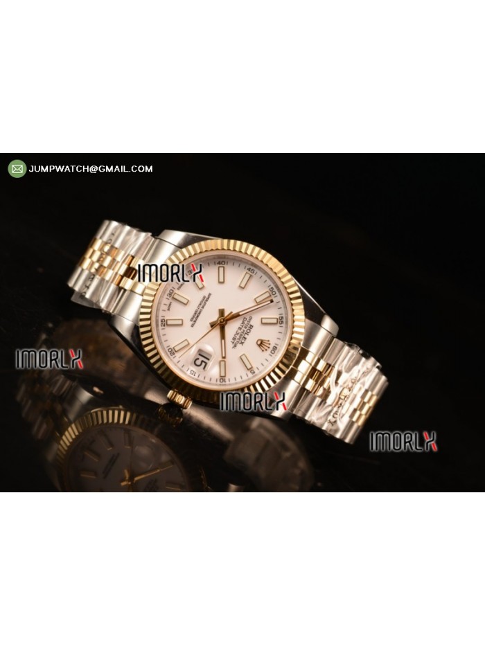 DateJust 41 126303 Best Edition YG Wrapped White Dial Stick Markers on SS/RG Jubilee Bracelet A2836