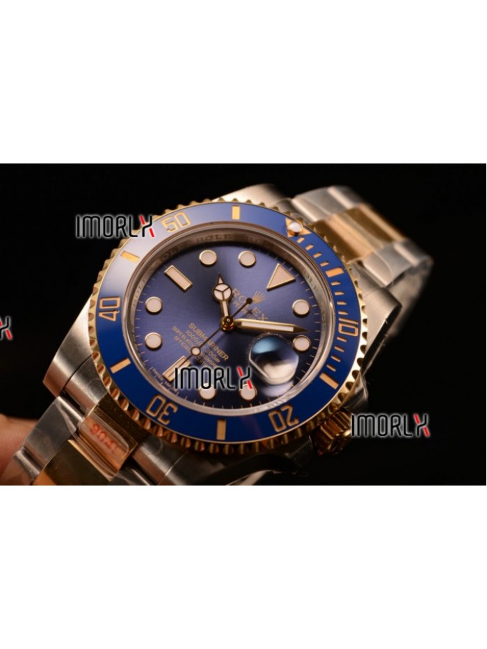 Top Quality Rolex Submariner Two Tone Case Black Dial Dots Markers Two Tone Bracelet 116613BLD