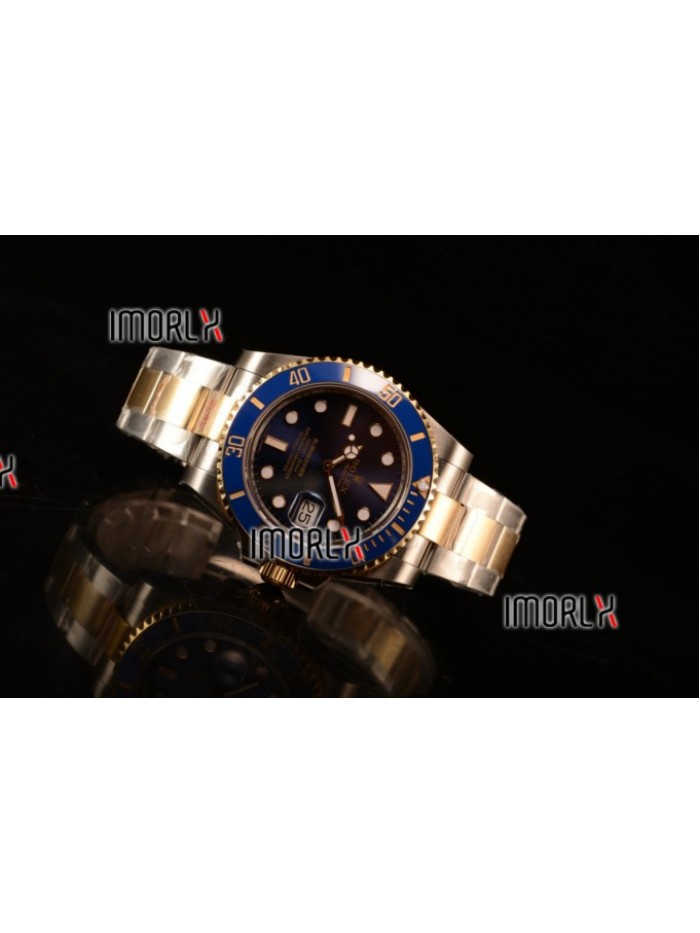 Top Quality Rolex Submariner Two Tone Case Black Dial Dots Markers Two Tone Bracelet 116613BLD