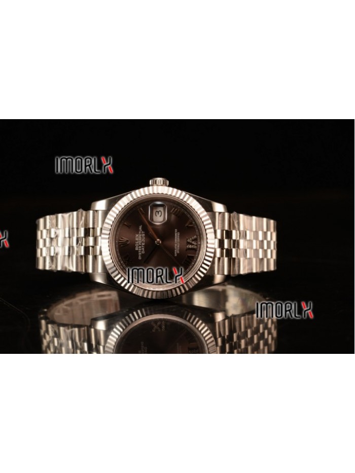 Rolex Datejust 37mm Swiss ETA 2836 Automatic Steel Case with Jubilee Steel Bezel Pink Dial Diamond Roman Steel Bracelet