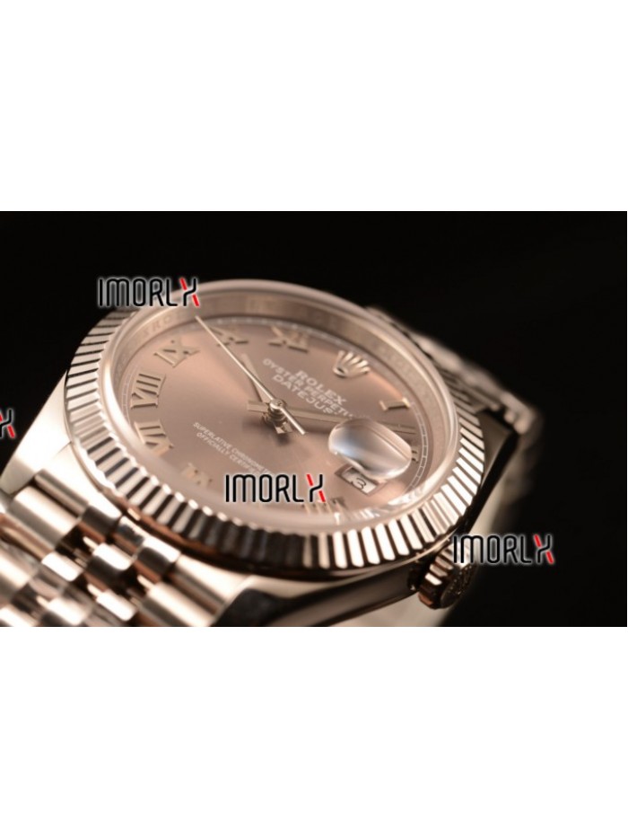 Rolex Datejust 37mm Swiss ETA 2836 Automatic Steel Case with Jubilee Steel Bezel Pink Dial Roman Steel Bracelet