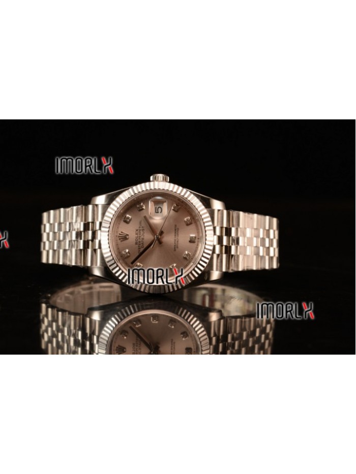 Rolex Datejust 37mm Swiss ETA 2836 Automatic Steel Case with Jubilee Steel Bezel Sliver Dial Diamond Steel Bracelet