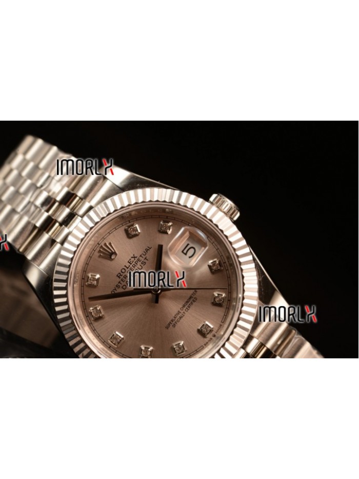 Rolex Datejust 37mm Swiss ETA 2836 Automatic Steel Case with Jubilee Steel Bezel Sliver Dial Diamond Steel Bracelet