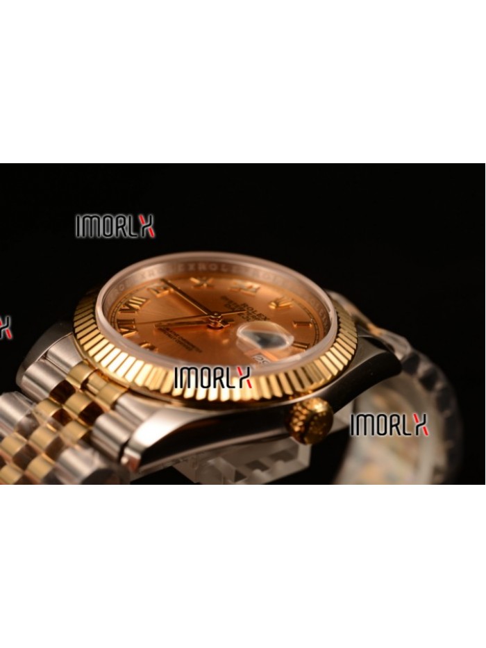 Rolex Datejust 37mm Swiss ETA 2836 Automatic Two Tone with Gold Dial and Roman Markers