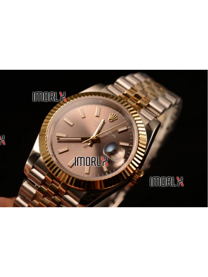 Rolex Datejust 37mm Swiss ETA 2836 Automatic Two Tone with Grey Dial and Stick Markers