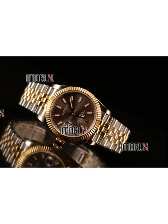 Rolex Datejust 37mm Swiss ETA 2836 Automatic Two Tone with Grey Dial and Stick Markers