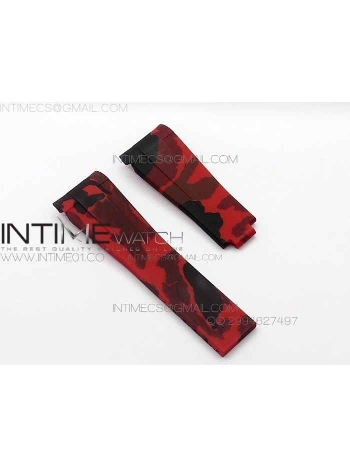 Camouflage RubberB Red Strap for deployant buckle Rolex Submariner, GMT Master II, Yacht-Master