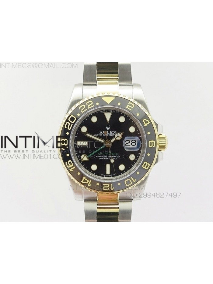 GMT-Master II 116713LN SS/YG BP Black Dial Ceramic Bezel on YG Bracelet A3186