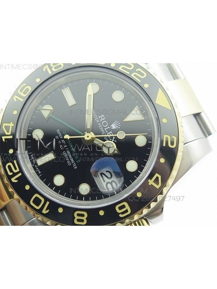 GMT-Master II 116713LN SS/YG BP Black Dial Ceramic Bezel on YG Bracelet A3186