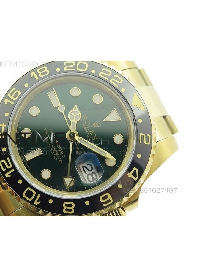 GMT-Master II 116718LN YG BP Green Dial Ceramic Bezel on YG Bracelet A3186