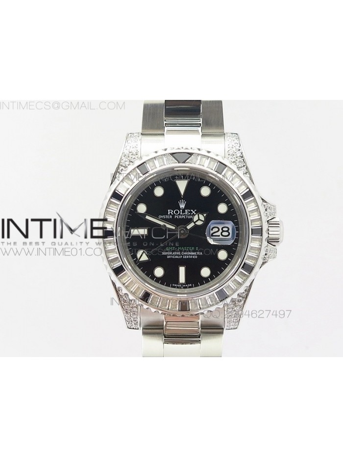 GMT-Master II 116759 SS BP Black ruby crystal Bezel Black dial On A3186