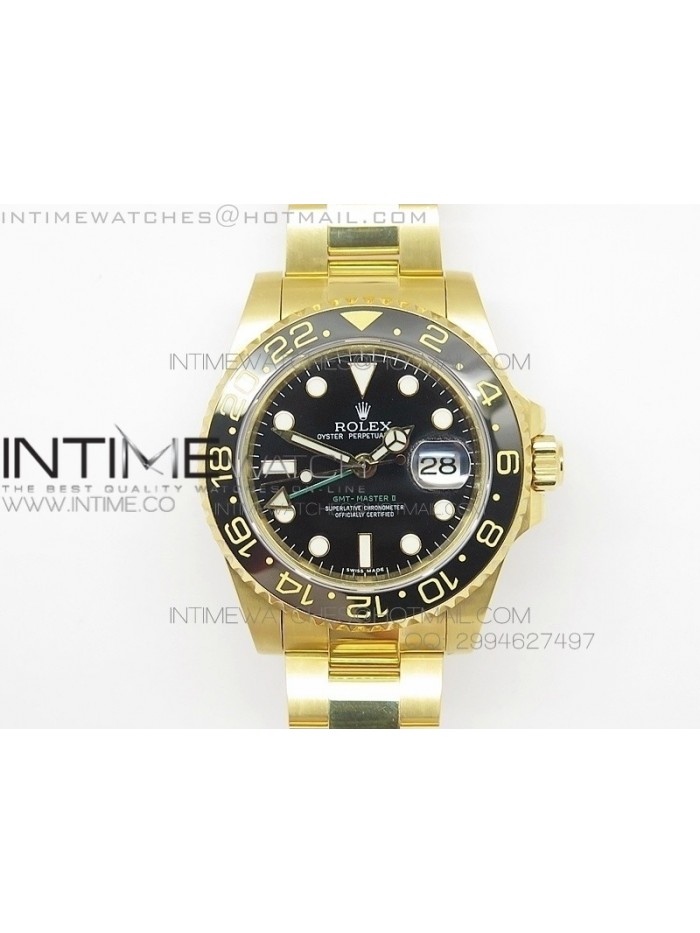 GMT-Master II 116718 LN BP Best YG Wrapped Gold Bezel Black Dial on YG Wrapped Bracelet