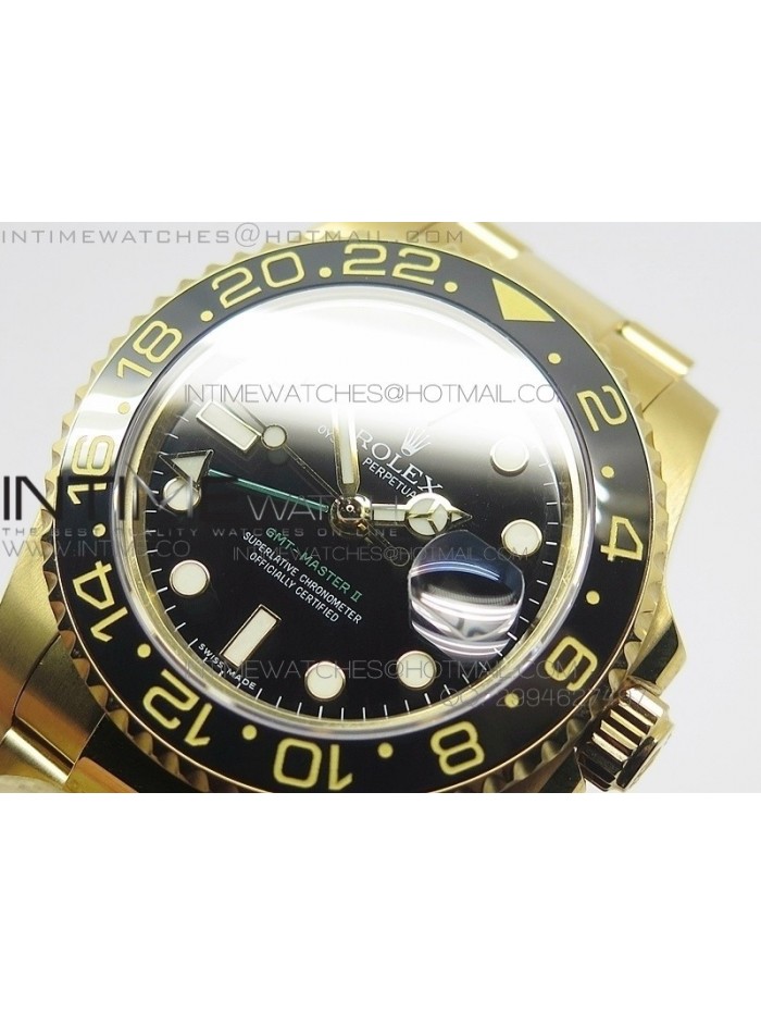 GMT-Master II 116718 LN BP Best YG Wrapped Gold Bezel Black Dial on YG Wrapped Bracelet