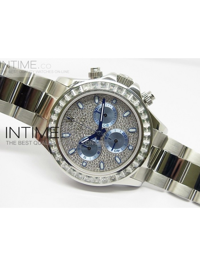 Daytona SS Diamond Bezel Full Diamond Dial SS Bracelet A7750