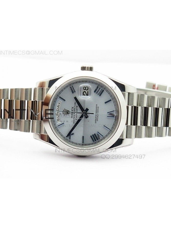 Day-Date 40 228206 Noob 1:1 Best Edition Quadrant Textured Ice Blue Dial on SS President Bracelet A3255