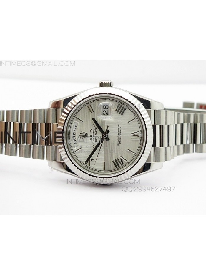 Day-Date 40 228235 Noob 1:1 Best Edition Quadrant Textured Silver Dial on SS President Bracelet A3255