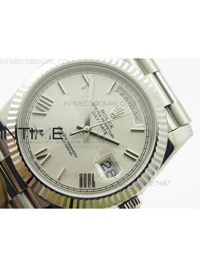 Day-Date 40 228235 Noob 1:1 Best Edition Quadrant Textured Silver Dial on SS President Bracelet A3255