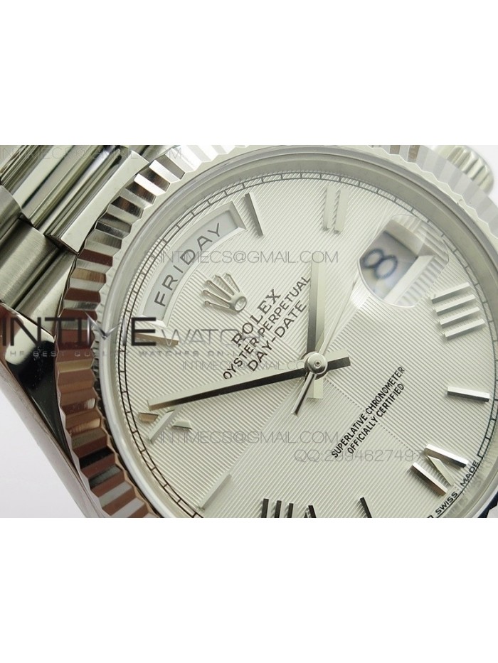 Day-Date 40 228235 Noob 1:1 Best Edition Quadrant Textured Silver Dial on SS President Bracelet A3255