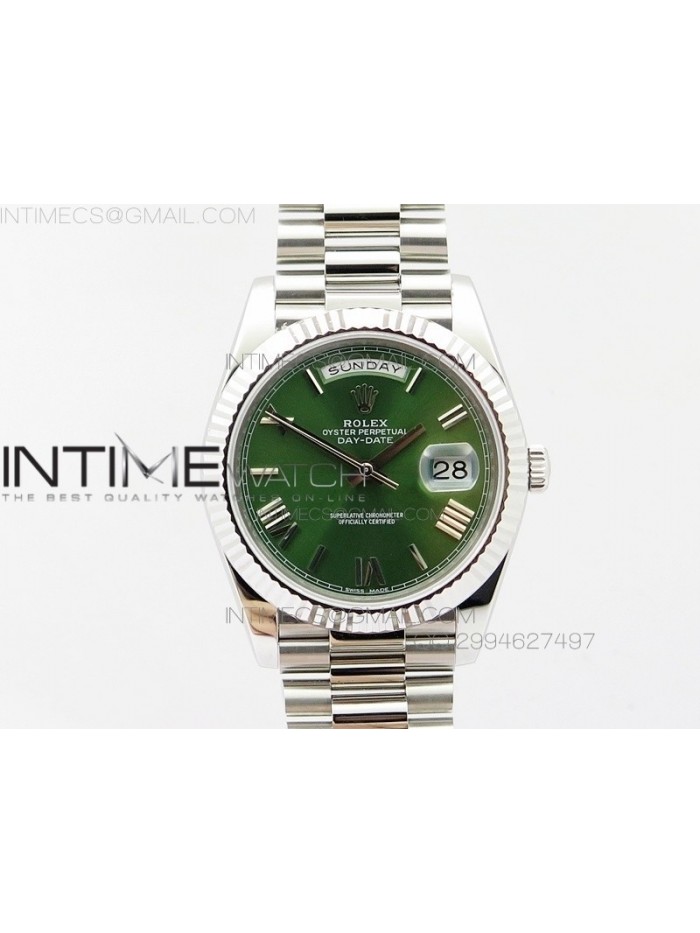 Day-Date 40 228235 Noob 1:1 Best Edition Olive Green Dial on SS President Bracelet A3255