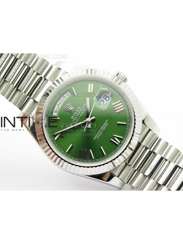 Day-Date 40 228235 Noob 1:1 Best Edition Olive Green Dial on SS President Bracelet A3255