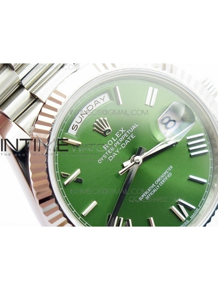 Day-Date 40 228235 Noob 1:1 Best Edition Olive Green Dial on SS President Bracelet A3255