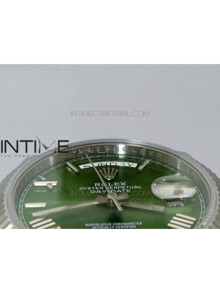 Day-Date 40 228235 Noob 1:1 Best Edition Olive Green Dial on SS President Bracelet A3255