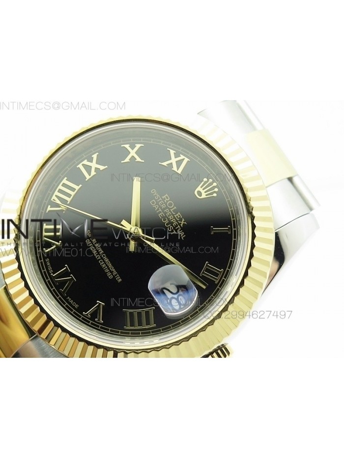 DateJustII 116333 SS/YG 41mm EW Best Edition Black Dial Gold Roman Markers On SS Bracelet A3136