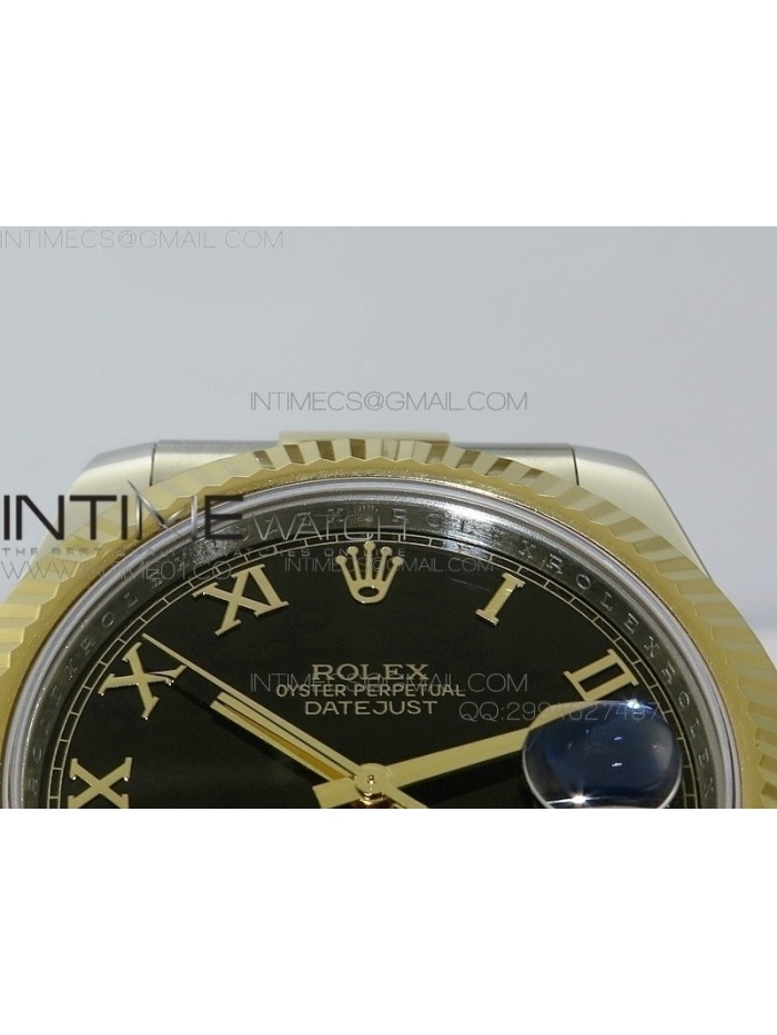 DateJustII 116333 SS/YG 41mm EW Best Edition Black Dial Gold Roman Markers On SS Bracelet A3136