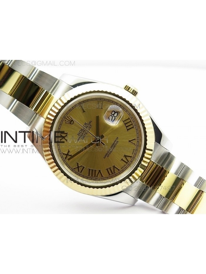 DateJustII 116333 SS/YG 41mm EW Best Edition Gold Dial Roman Markers On SS Bracelet A3136