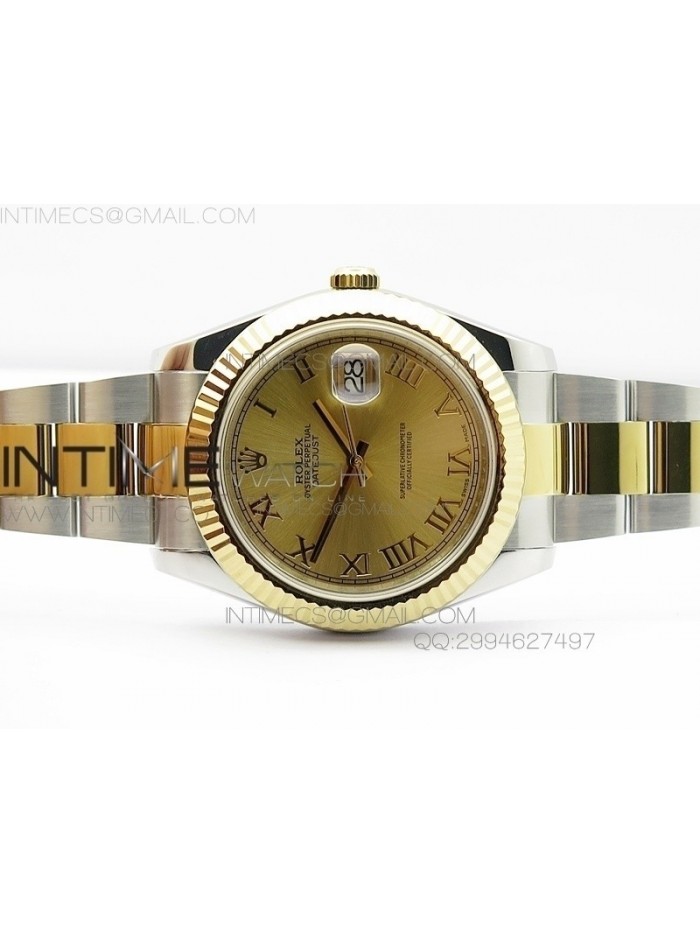 DateJustII 116333 SS/YG 41mm EW Best Edition Gold Dial Roman Markers On SS Bracelet A3136