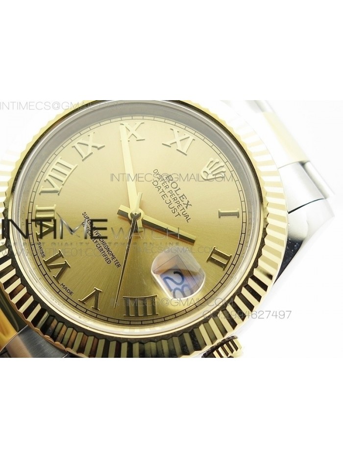 DateJustII 116333 SS/YG 41mm EW Best Edition Gold Dial Roman Markers On SS Bracelet A3136