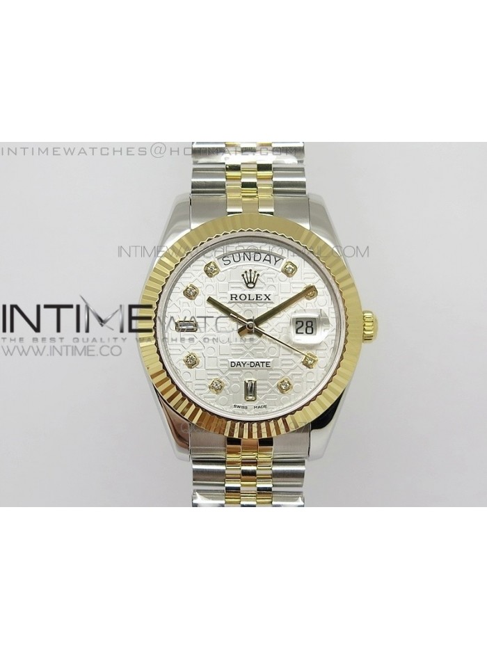 DayDate II 41mm MK Best Edition SS/YG Wrapped White Textured Dial Diamond Marker On SS Bracelet