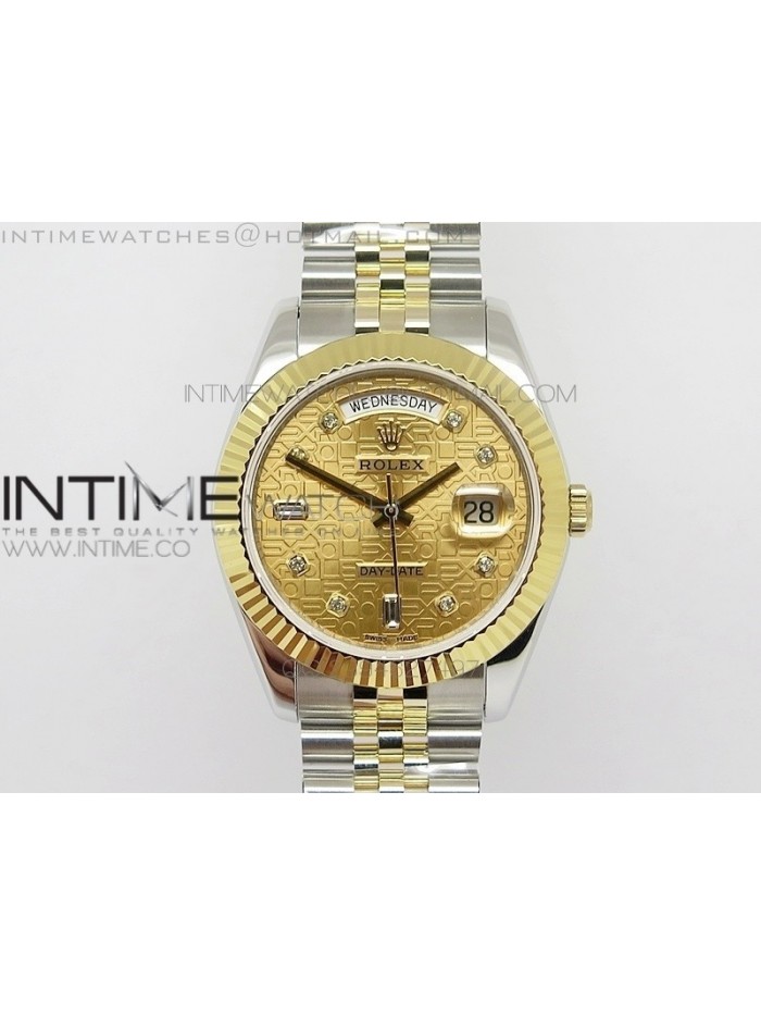 DayDate II 41mm MK Best Edition SS/YG Wrapped Gold Textured Dial Diamond Marker On SS Bracelet