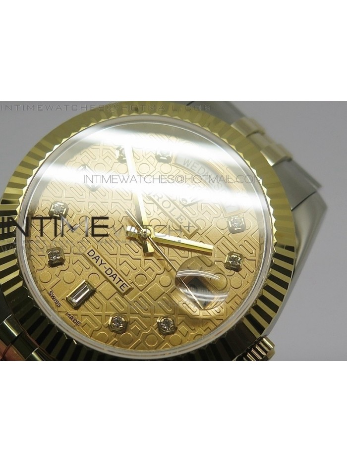 DayDate II 41mm MK Best Edition SS/YG Wrapped Gold Textured Dial Diamond Marker On SS Bracelet