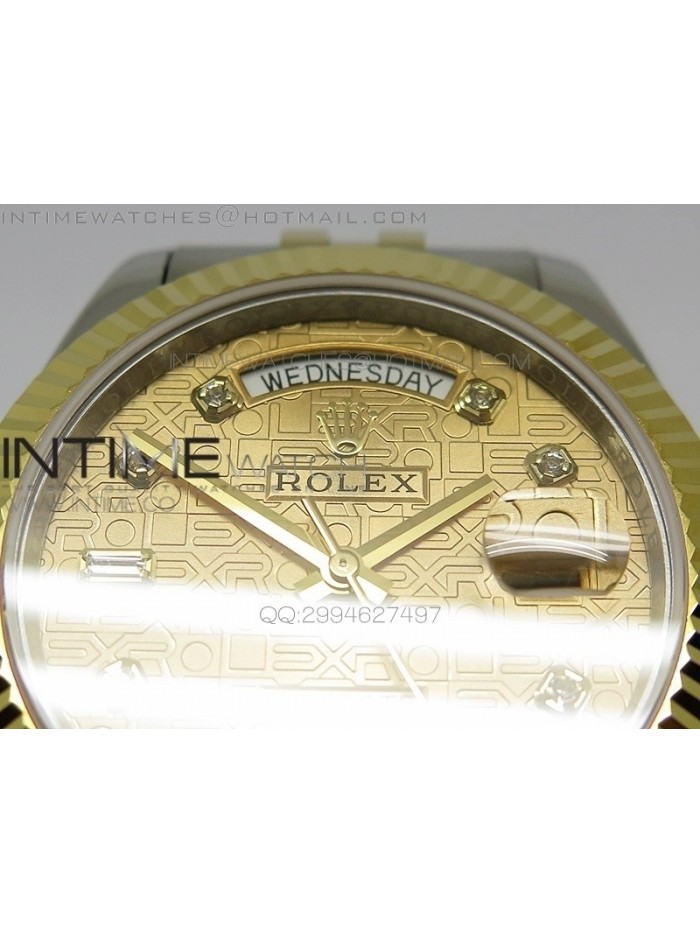 DayDate II 41mm MK Best Edition SS/YG Wrapped Gold Textured Dial Diamond Marker On SS Bracelet