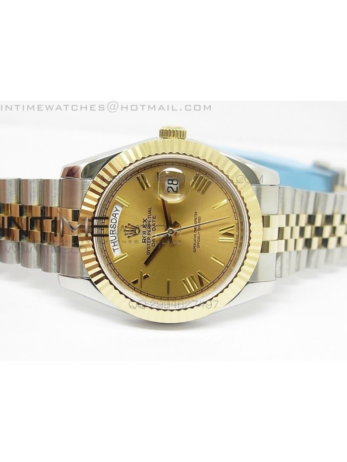 DayDate II 41mm MK Best Edition SS/YG Wrapped Gold Dial Roman Marker On SS Bracelet