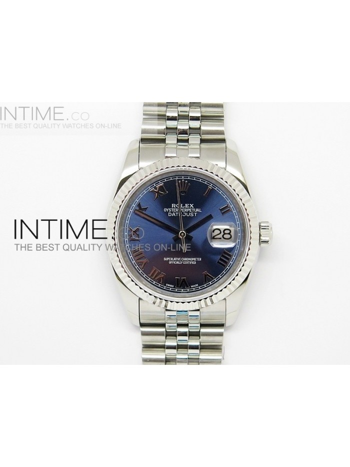 DateJust 116234 SS Blue Dial Roman Markers on SS Bracelet SA3135