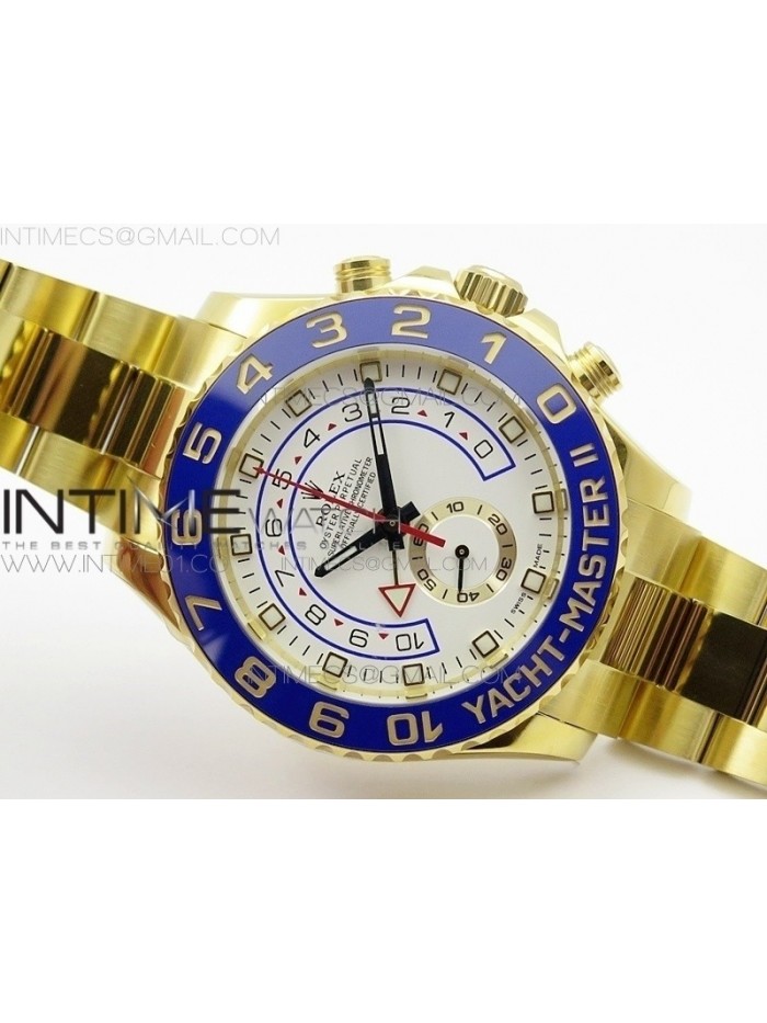 YachtMaster II 116688 YG JF 1:1 Best Edition White Dial Blue Ceramic Bezel on Bracelet A7750