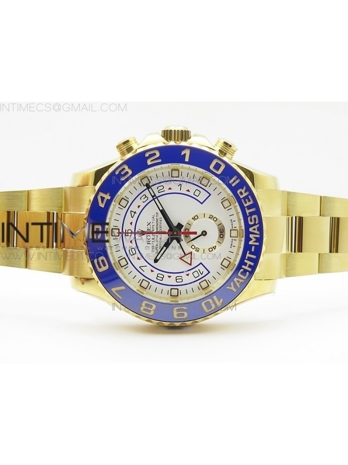 YachtMaster II 116688 YG JF 1:1 Best Edition White Dial Blue Ceramic Bezel on Bracelet A7750