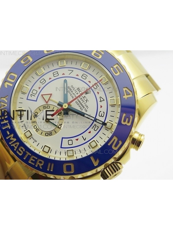 YachtMaster II 116688 YG JF 1:1 Best Edition White Dial Blue Ceramic Bezel on Bracelet A7750