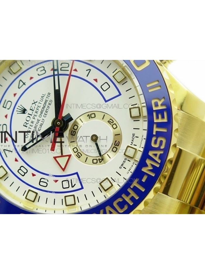 YachtMaster II 116688 YG JF 1:1 Best Edition White Dial Blue Ceramic Bezel on Bracelet A7750
