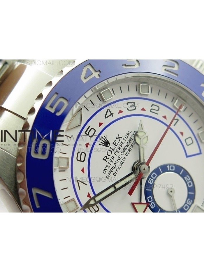 YachtMaster II 116680 SS NEW VERSION JF 1:1 Best Edition White Dial Blue Ceramic Bezel on Bracelet A7750